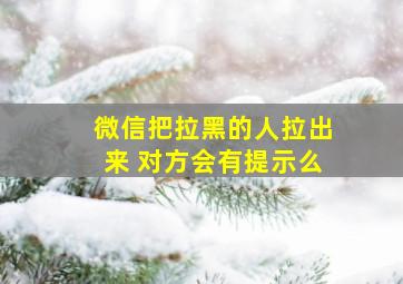 微信把拉黑的人拉出来 对方会有提示么